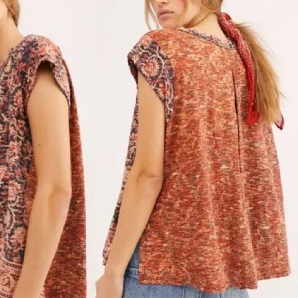 Free People High Tide Printed Tee Midnight Combo - XS